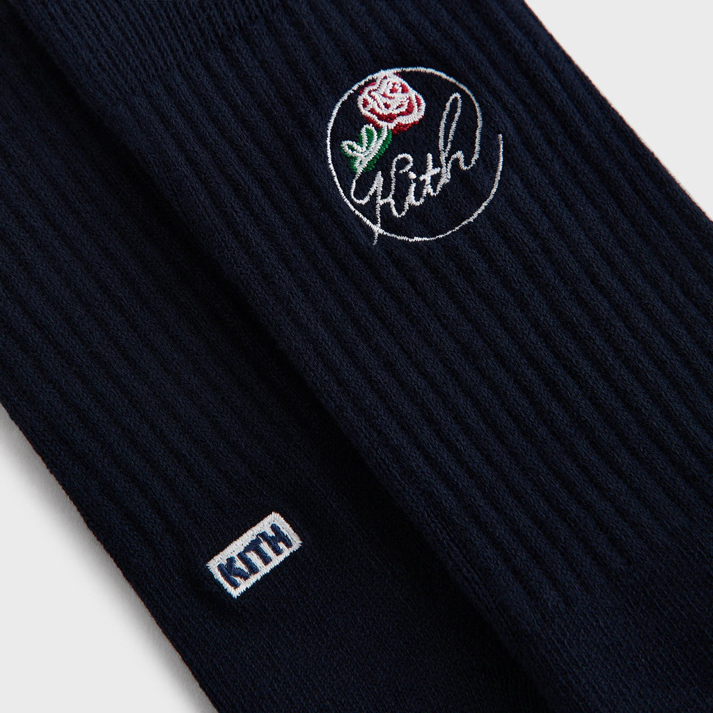 Kith Rose Script Cotton Crew Socks - Nocturnal