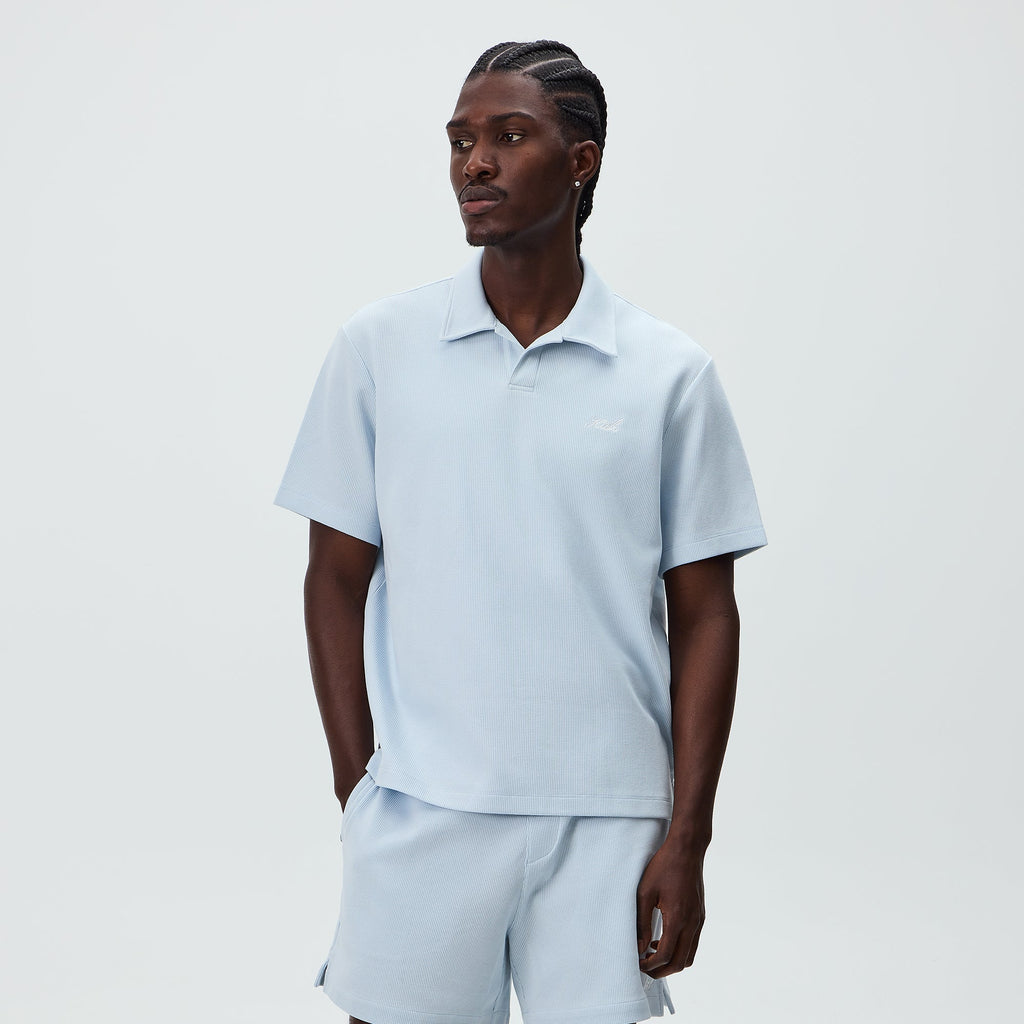 Kith Micro Waffle Drew Polo - Light Indigo