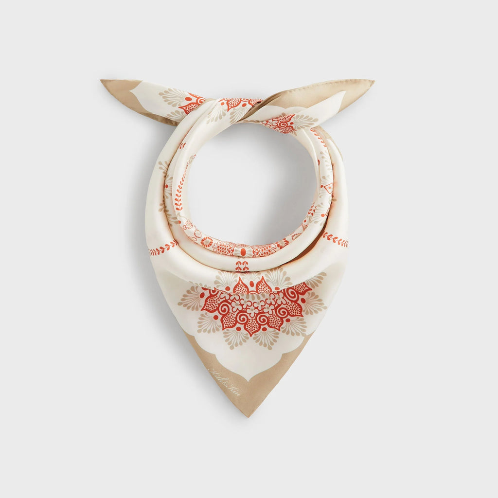 Kith Floral Printed Palm Silk Scarf - Volcano