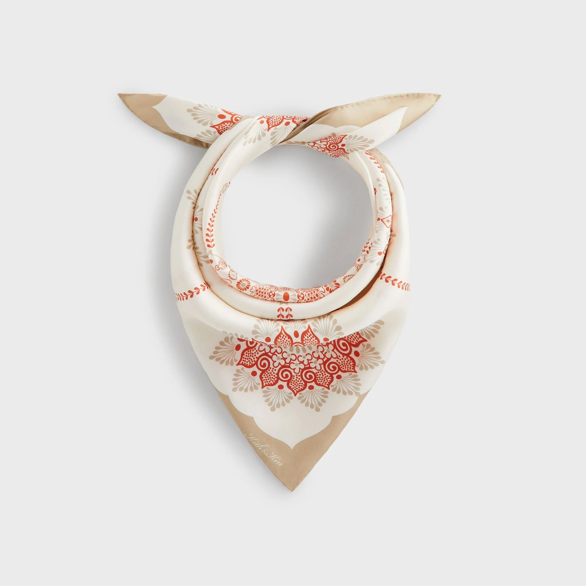 Kith Floral Printed Palm Silk Scarf - Volcano