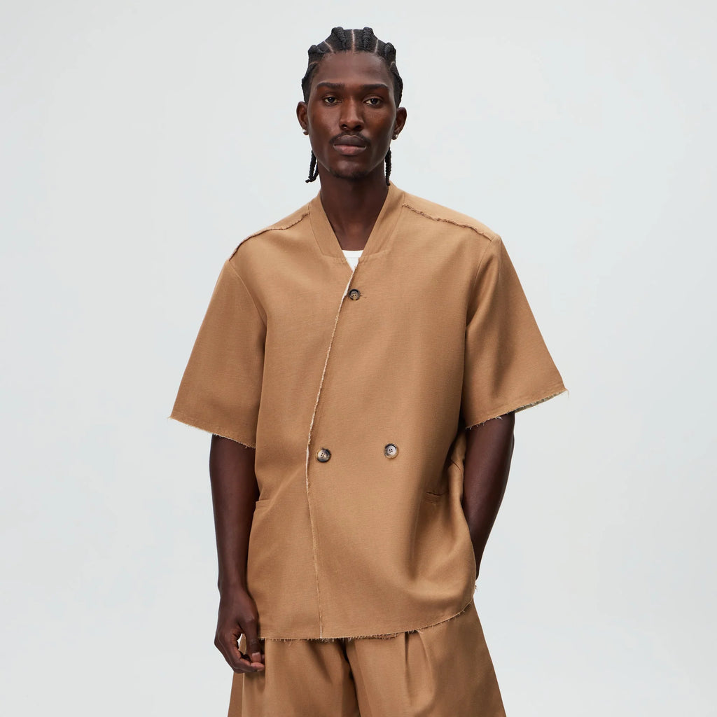 &Kin Linen Viscose Twill Mathis Shirt - Strand