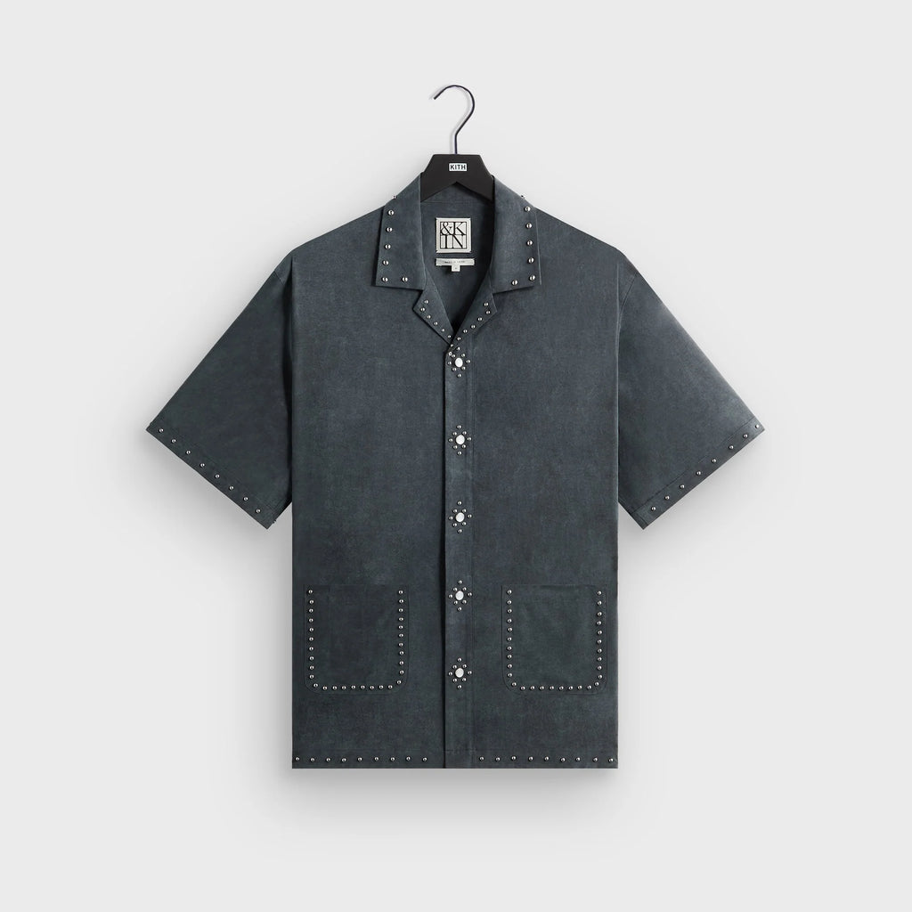 &Kin Studded Cupro Linen Sawyer Shirt - Somber
