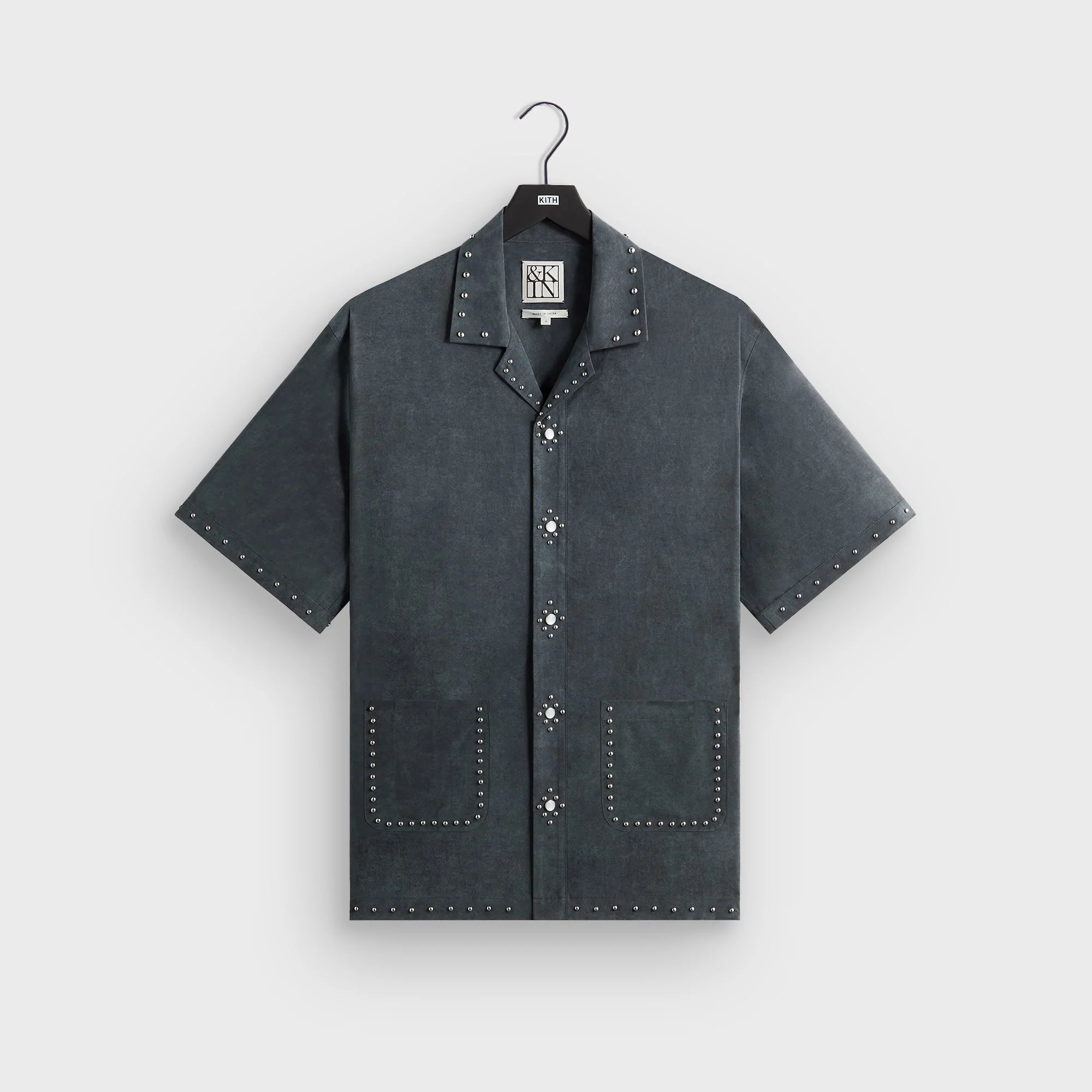 &Kin Studded Cupro Linen Sawyer Shirt - Somber