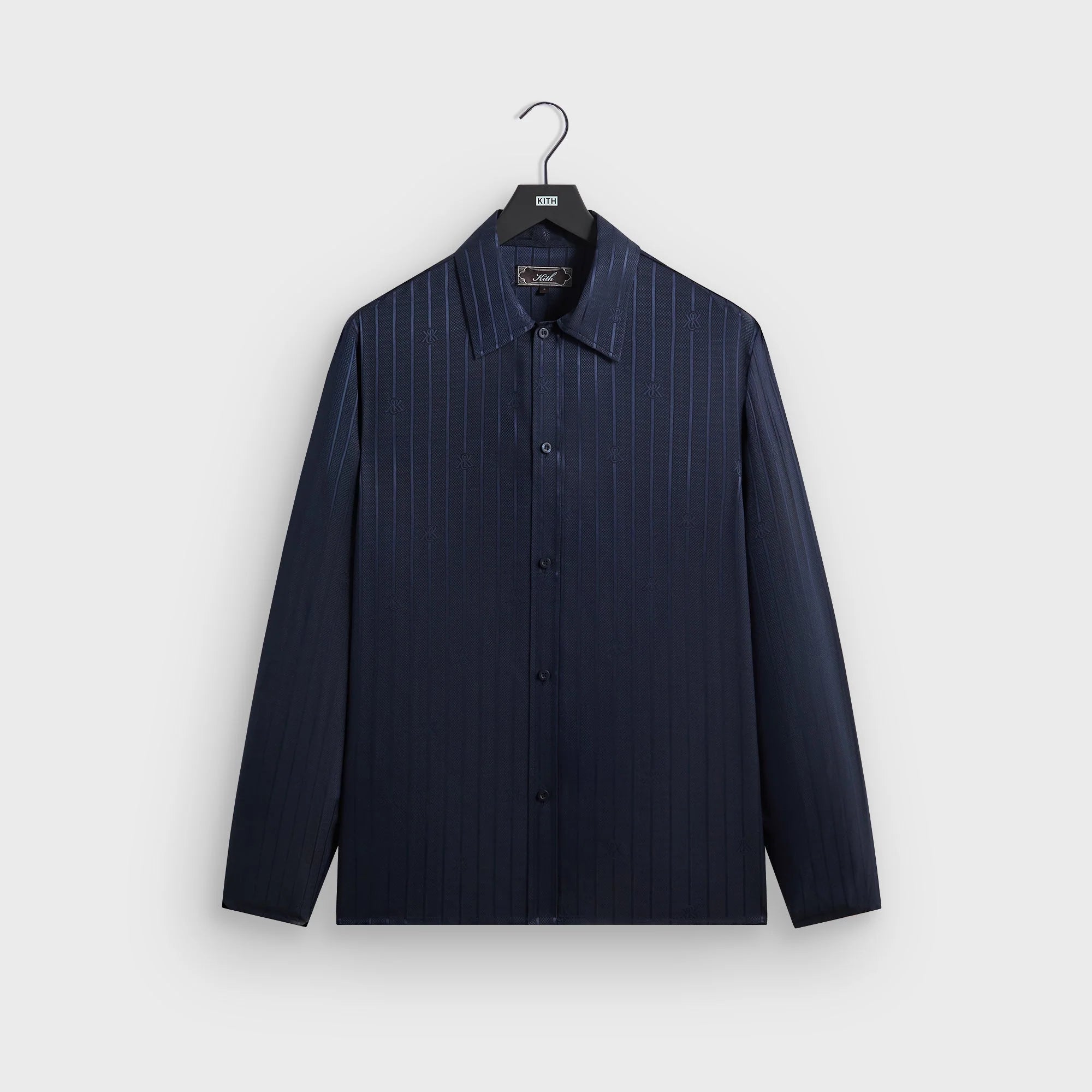 Kith Crest Logo Long Sleeve Boxy Collared Overshirt - Nocturnal