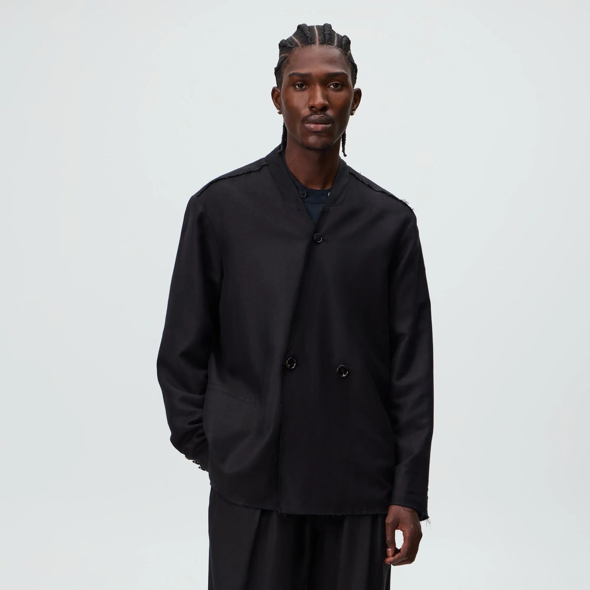 &Kin Long Sleeve Linen Viscose Twill Mathis Shirt - Black