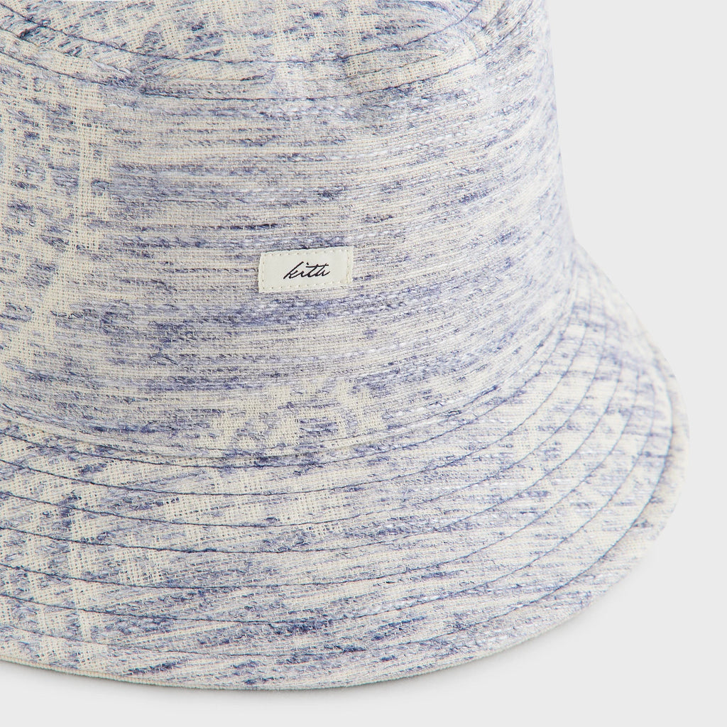 Kith Heather Jacquard Canvas Reversible Dawson Bucket Hat - Light Indigo