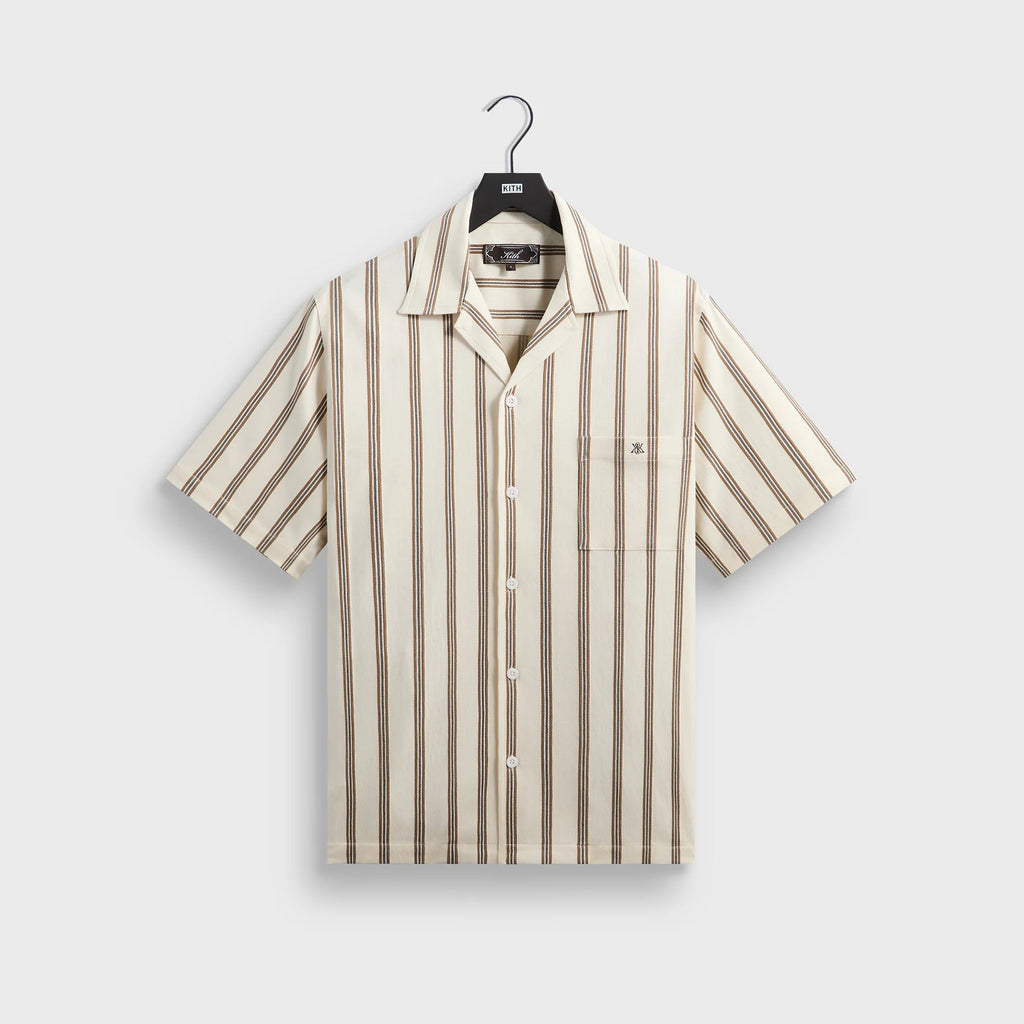 Kith Textured Stripe Thompson Camp Collar Shirt - Sandalwood