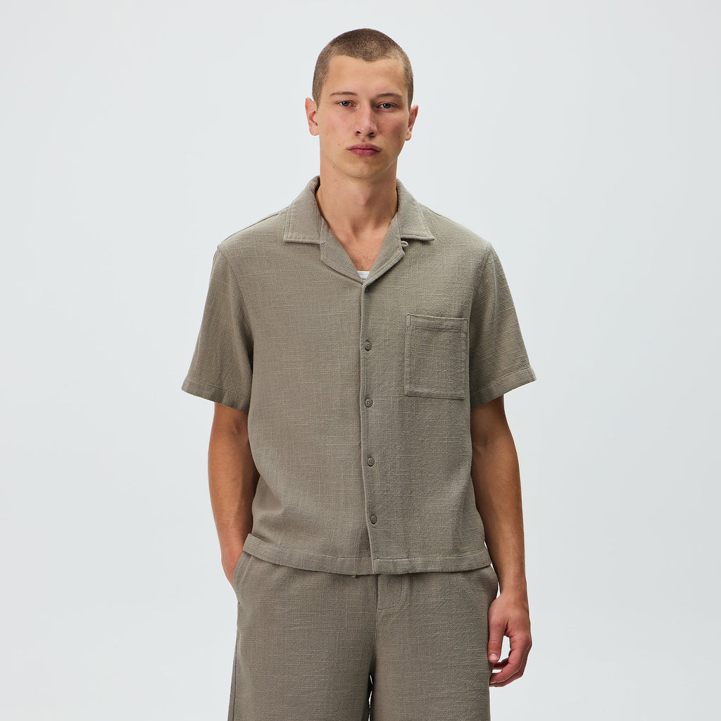 Kith Soft Woven Cropped Beckham Camp Collar Shirt - Folly