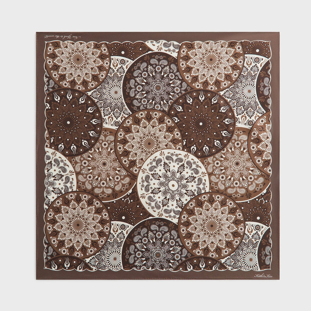 Kith Printed Mandala Silk Scarf - Woodland