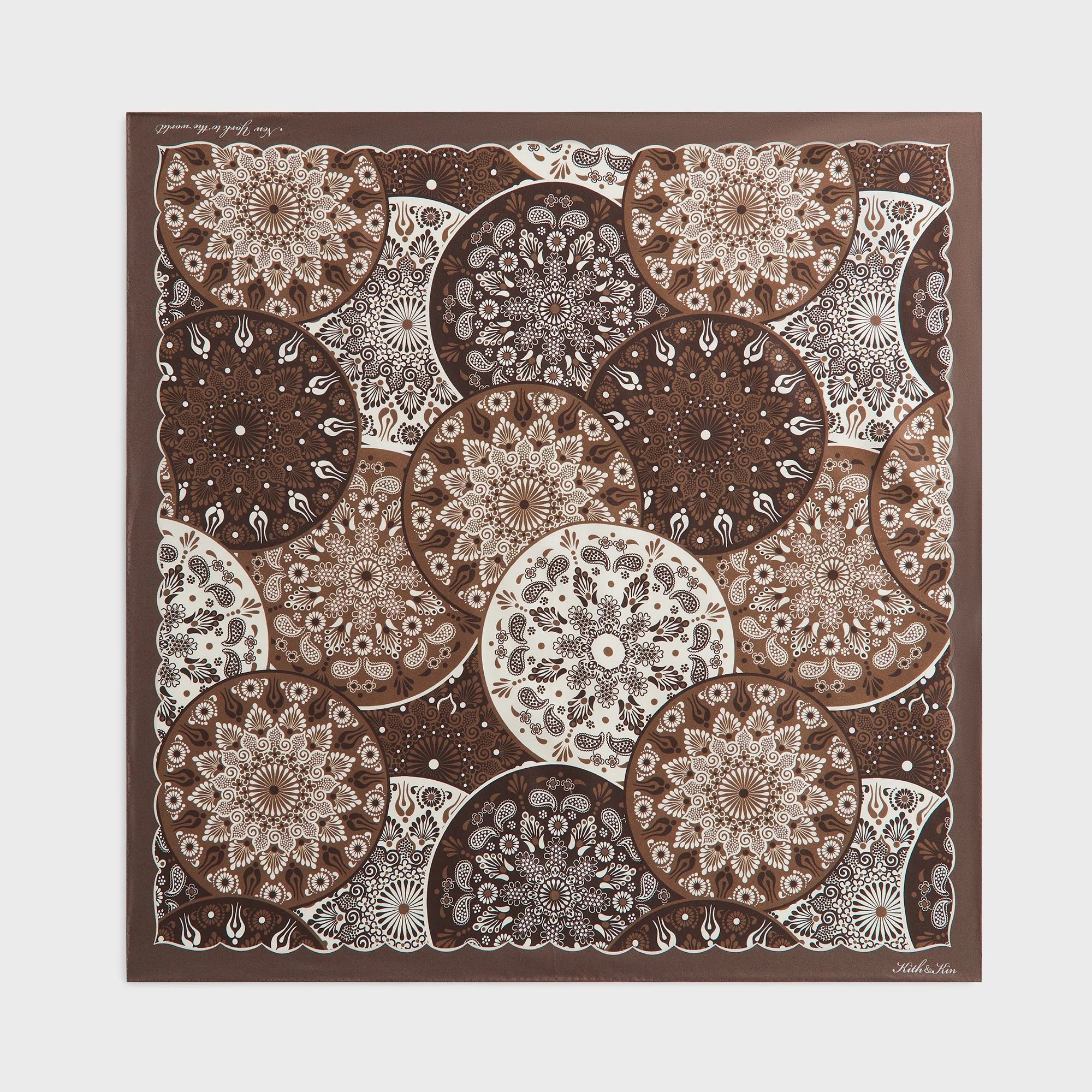 Kith Printed Mandala Silk Scarf - Woodland