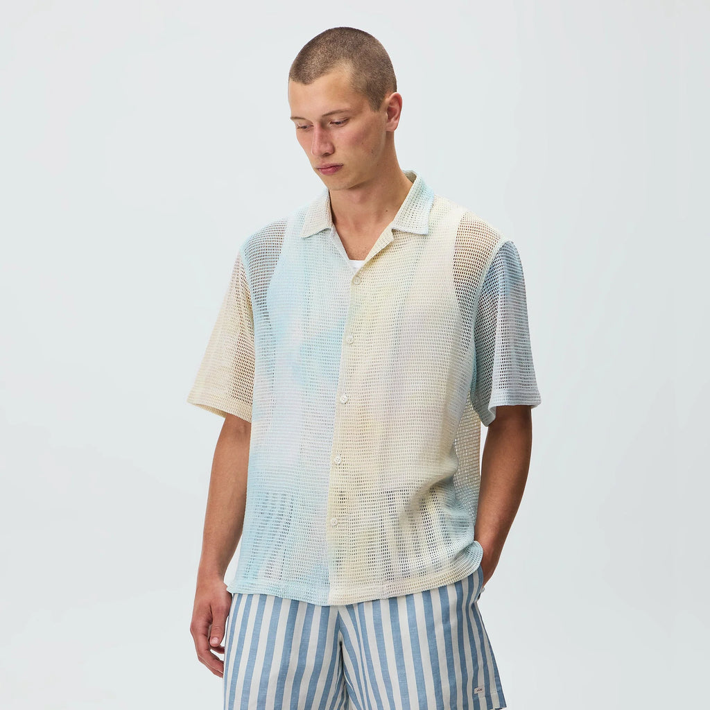 Kith Cloud Dye Cotton Mesh Thompson Camp Collar Shirt - Larimar