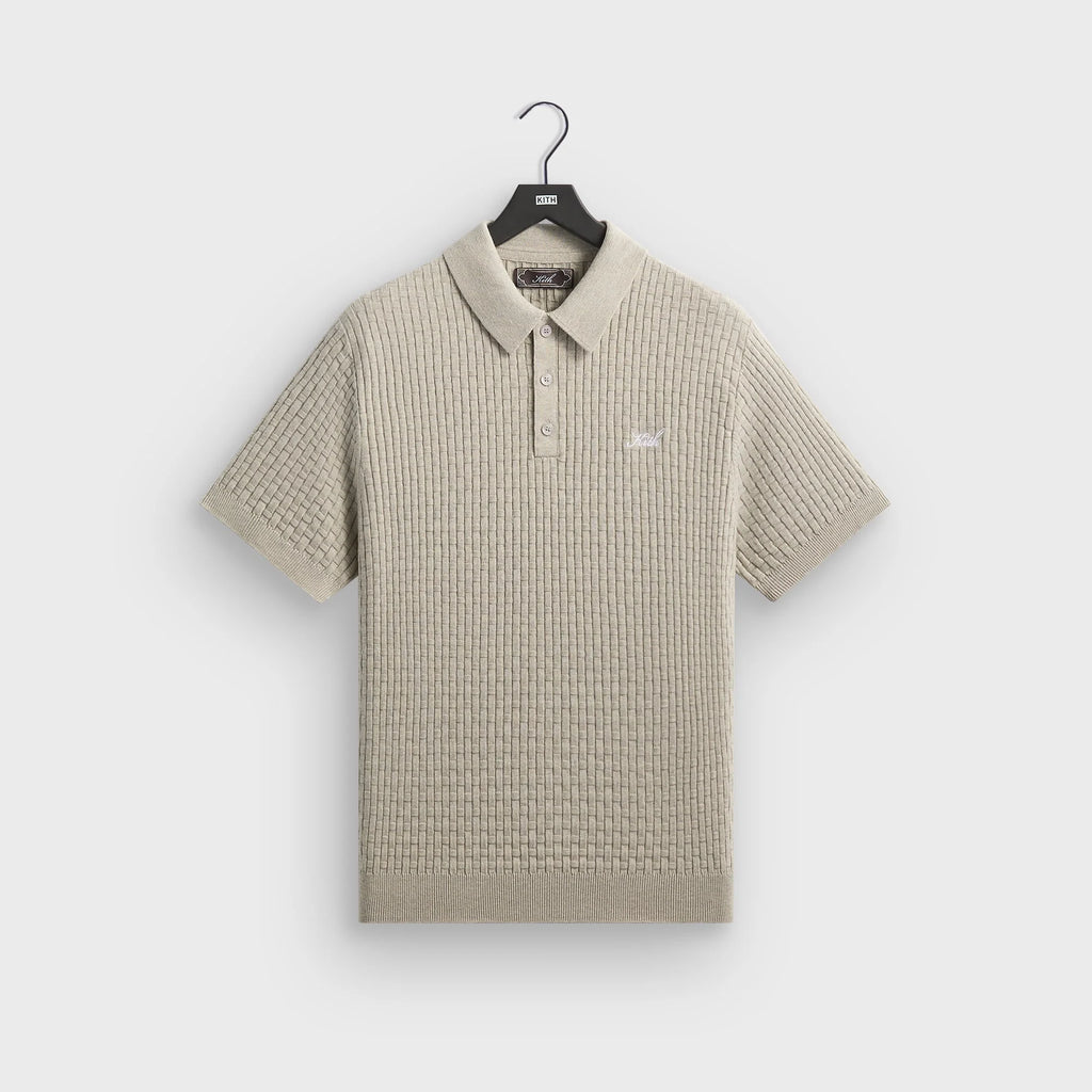 Kith Basket Weave Tilden Polo - Light Heather Grey