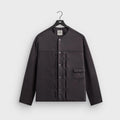 &Kin Garment Dyed Silk Collarless Yardley Shirt - Phantom Grey