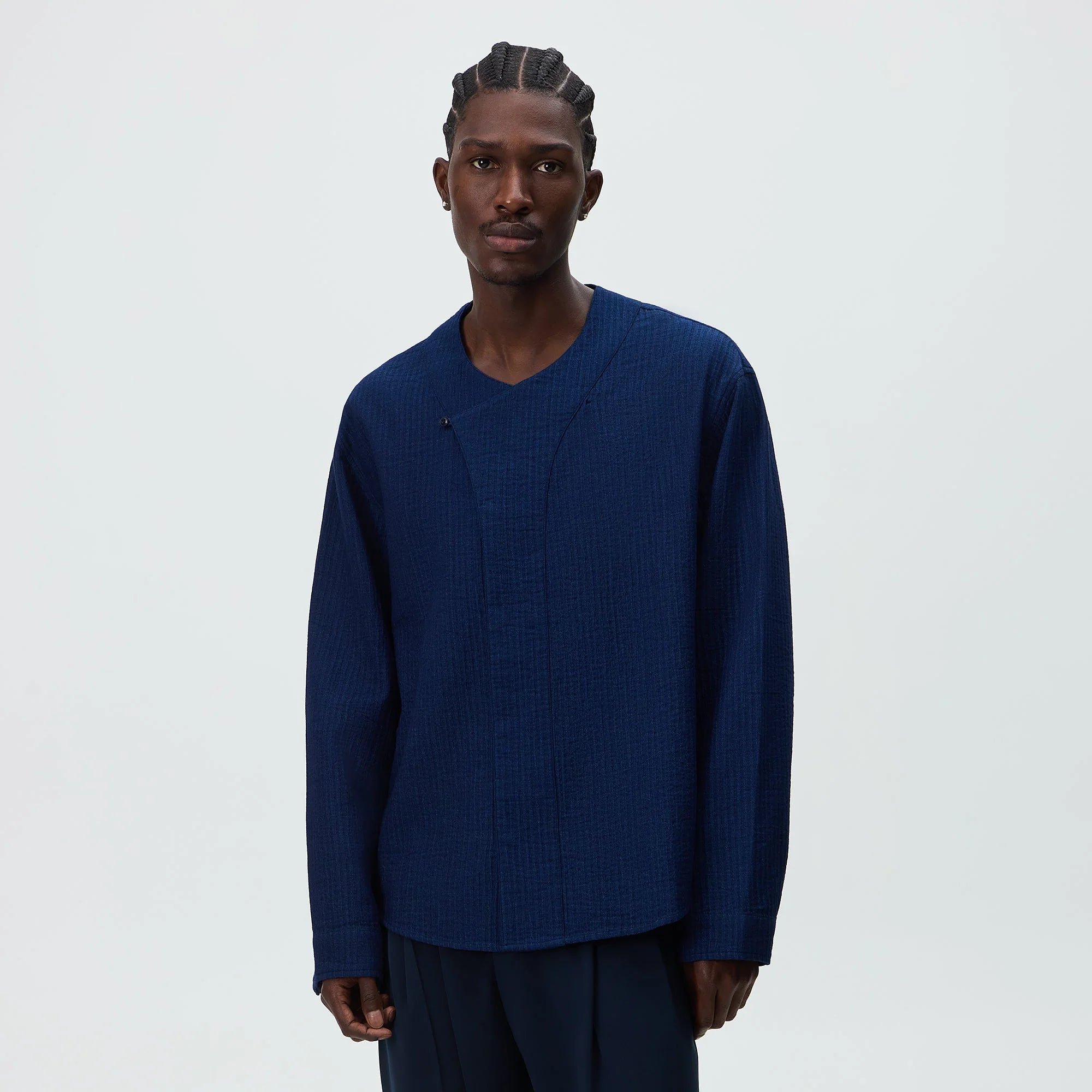 Kith Indigo Seersucker Townsend Shirt - Dark Indigo