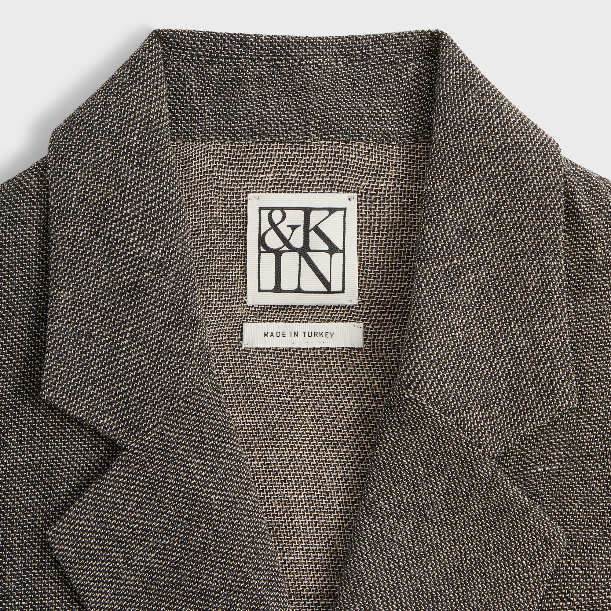 &Kin Textured Linen Ito Blazer - Black Melange