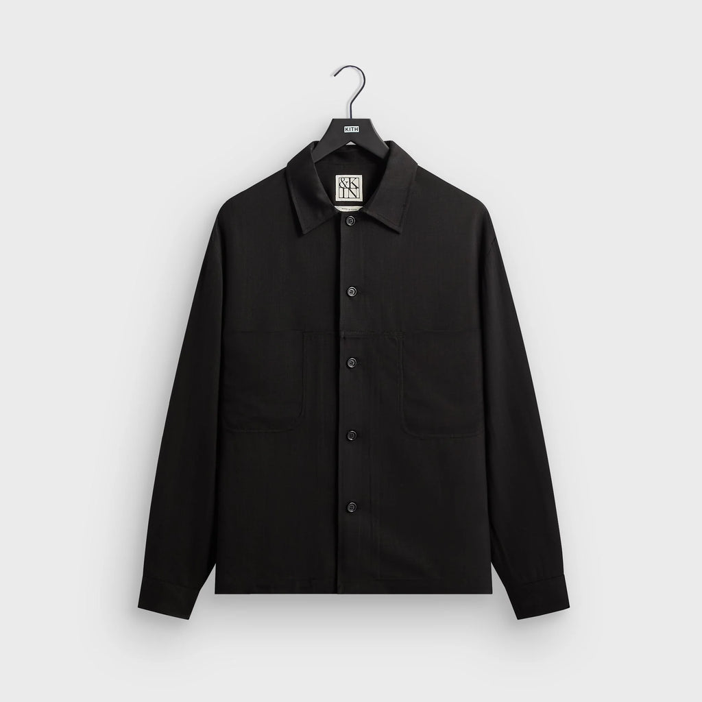 &Kin Textured Viscose Ace Buttondown - Black