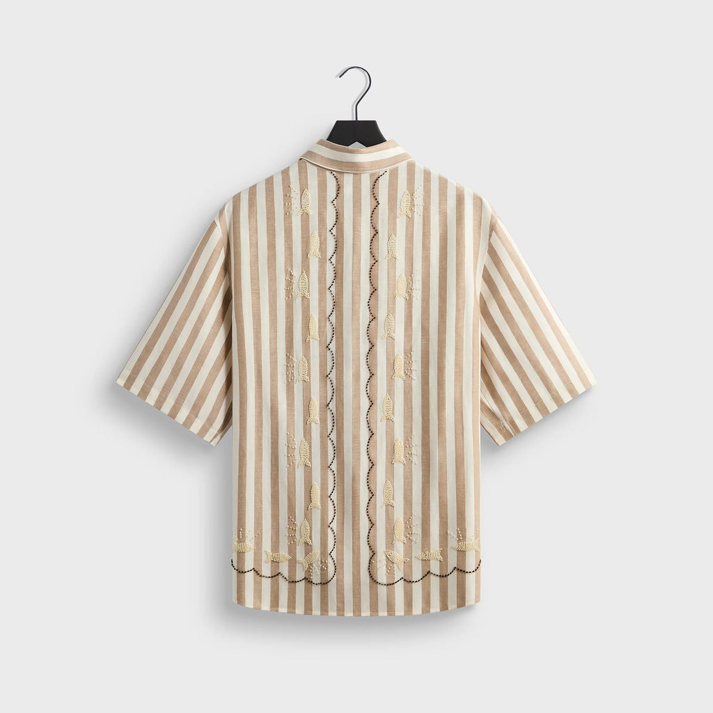 Kith Spun Silk Linen Stripe Paxton Buttondown - Chai