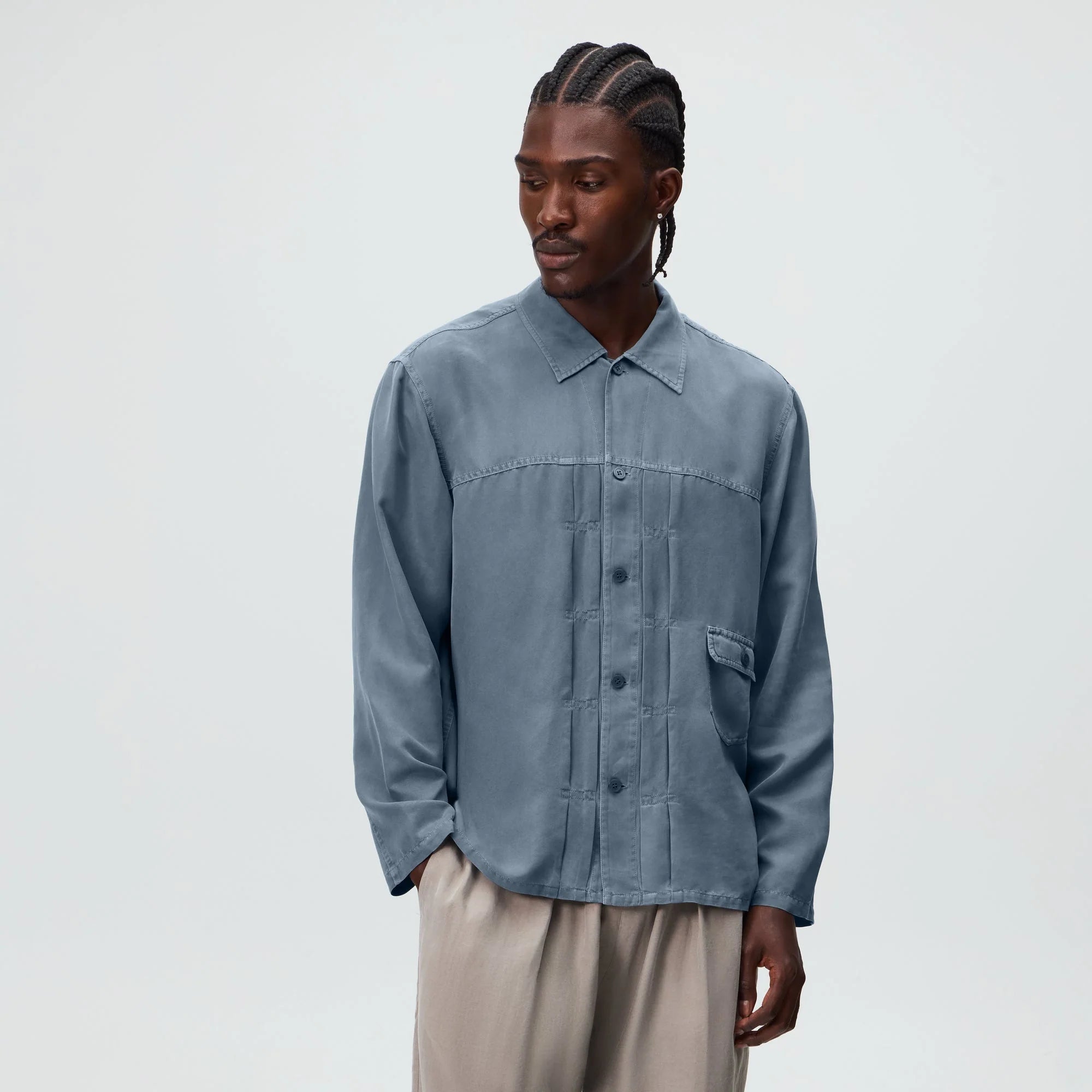 &Kin Garment Dyed Silk Collared Yardley Shirt - Ovation