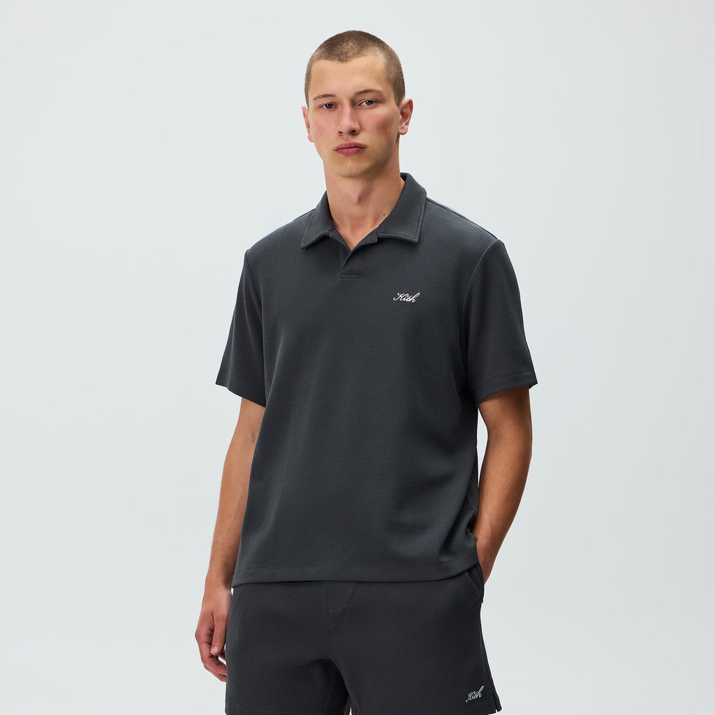 Kith Micro Waffle Drew Polo - Carbon