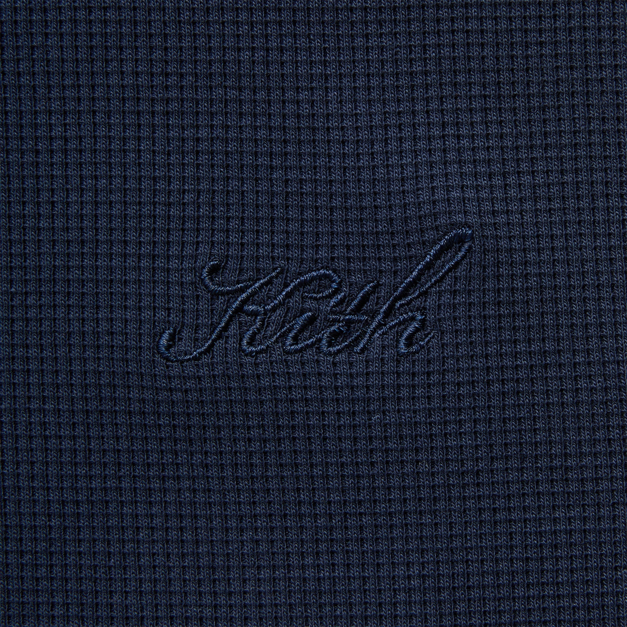 Kith Micro Waffle Long Sleeve Colby Pullover - Nocturnal