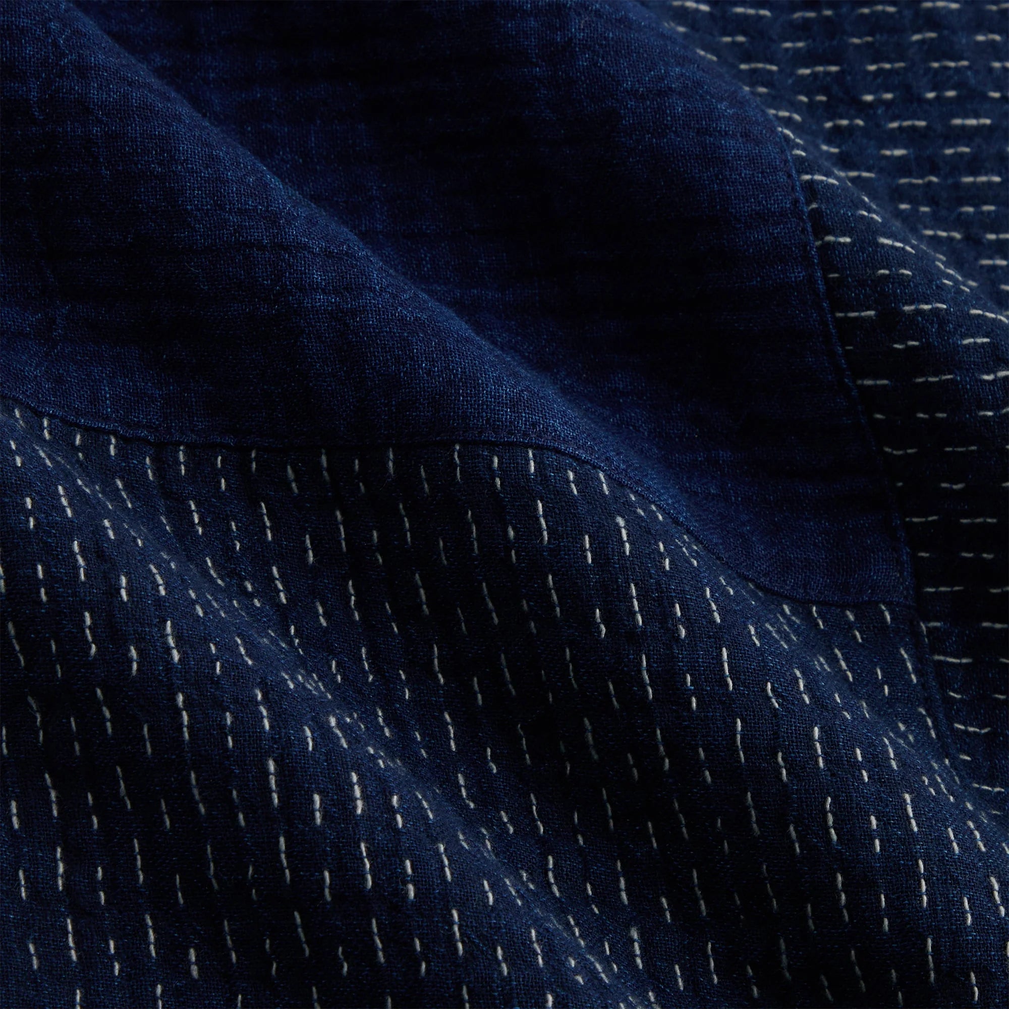 Kith Stitched Patchwork Boxy Collared Overshirt - Mid Indigo