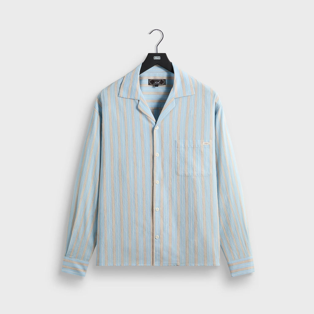 Kith Barre Stripe Long Sleeve Gianni Shirt - Serene