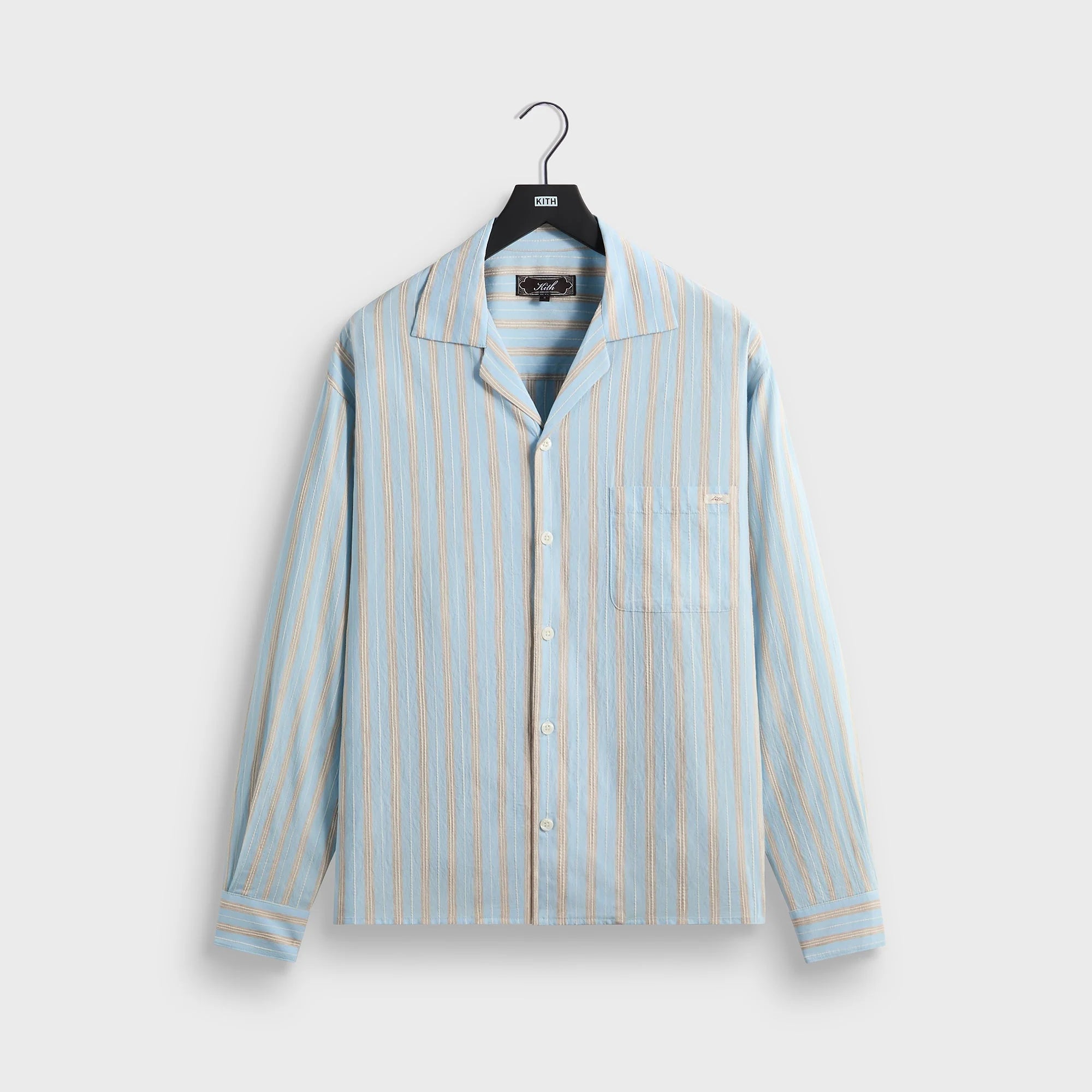 Kith Barre Stripe Long Sleeve Gianni Shirt - Serene