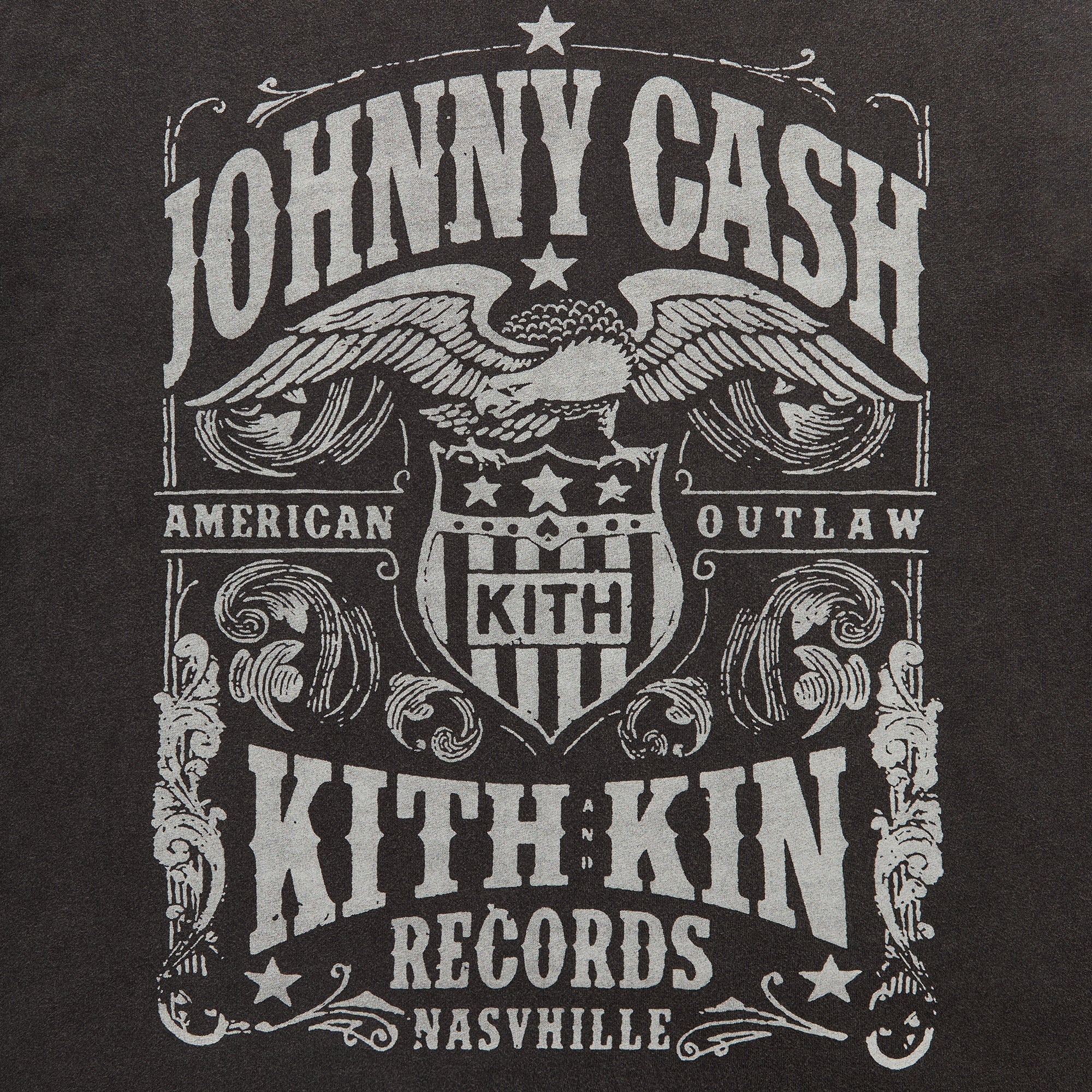 Kith Records for Johnny Cash Outlaw Records Vintage Tee - Black