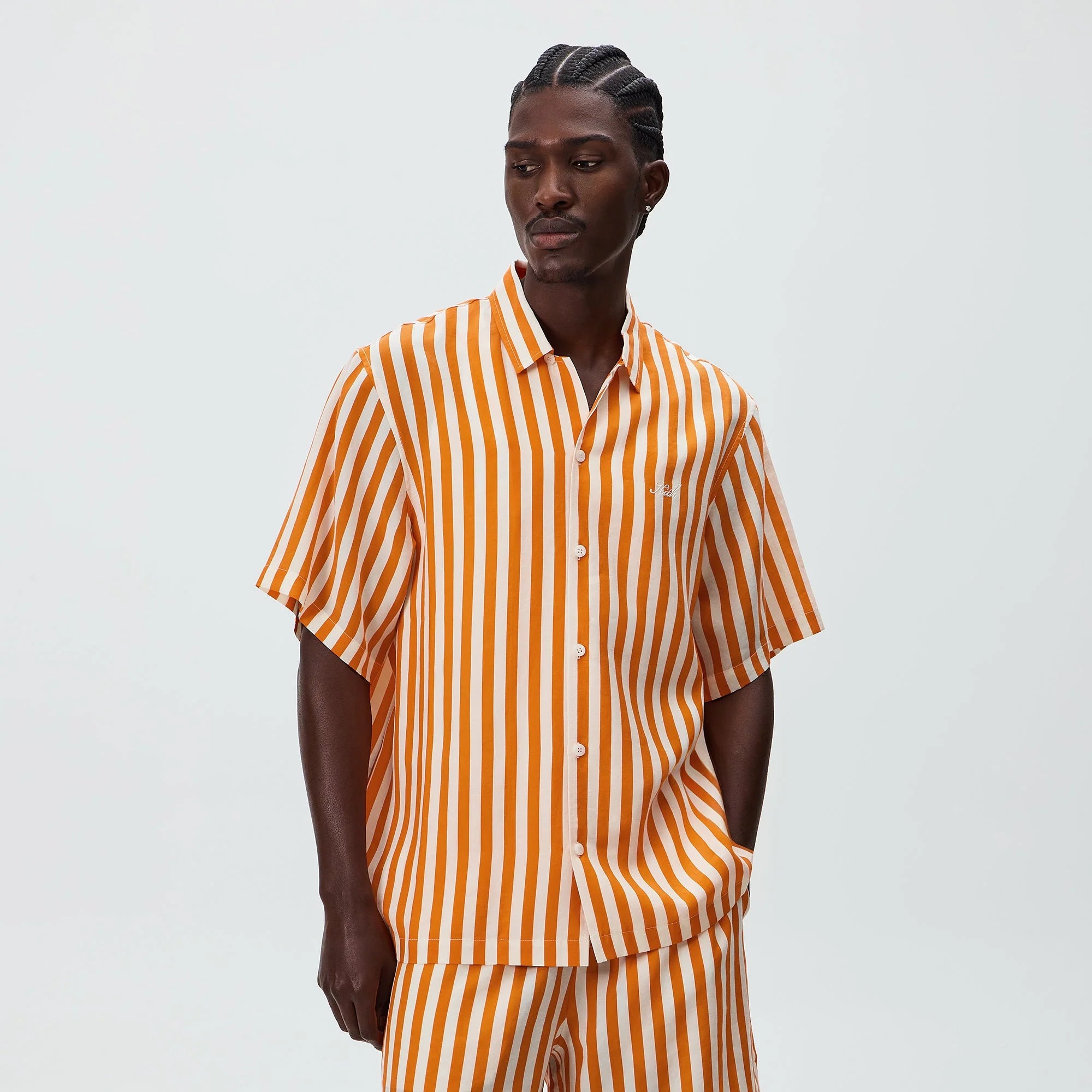 Kith Striped Thompson Camp Collar Shirt - Tiger