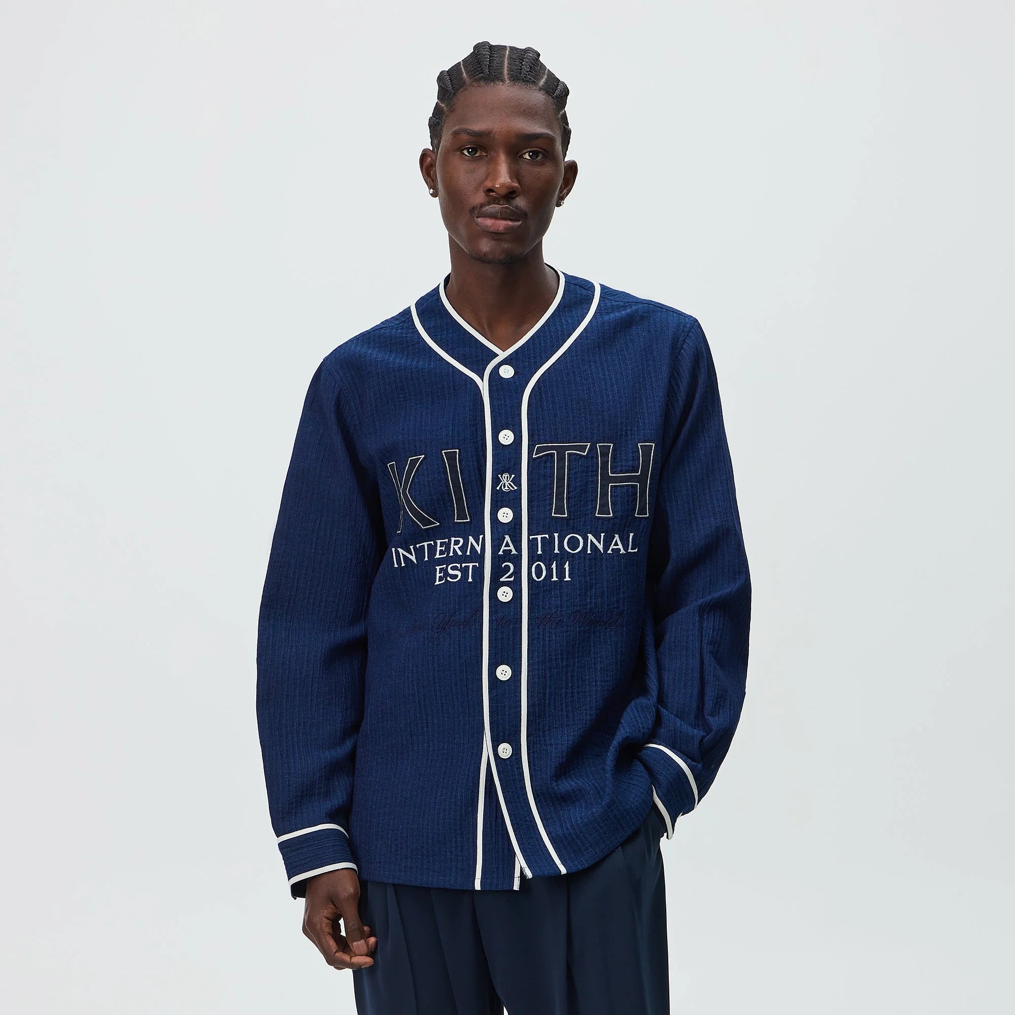 Kith Indigo Seersucker Daley Shirt - Dark Indigo