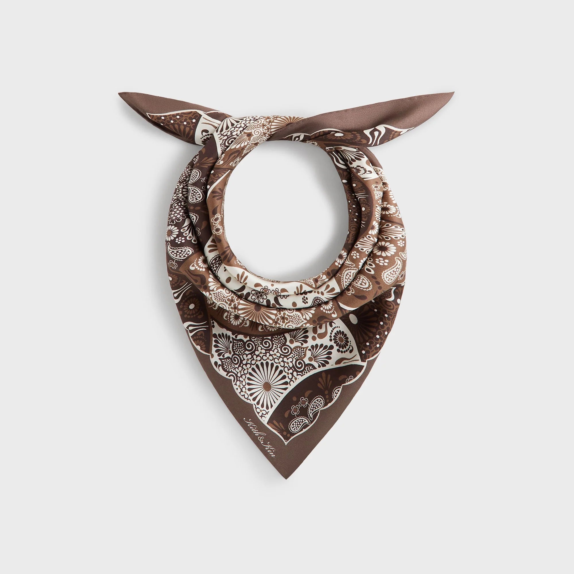 Kith Printed Mandala Silk Scarf - Woodland