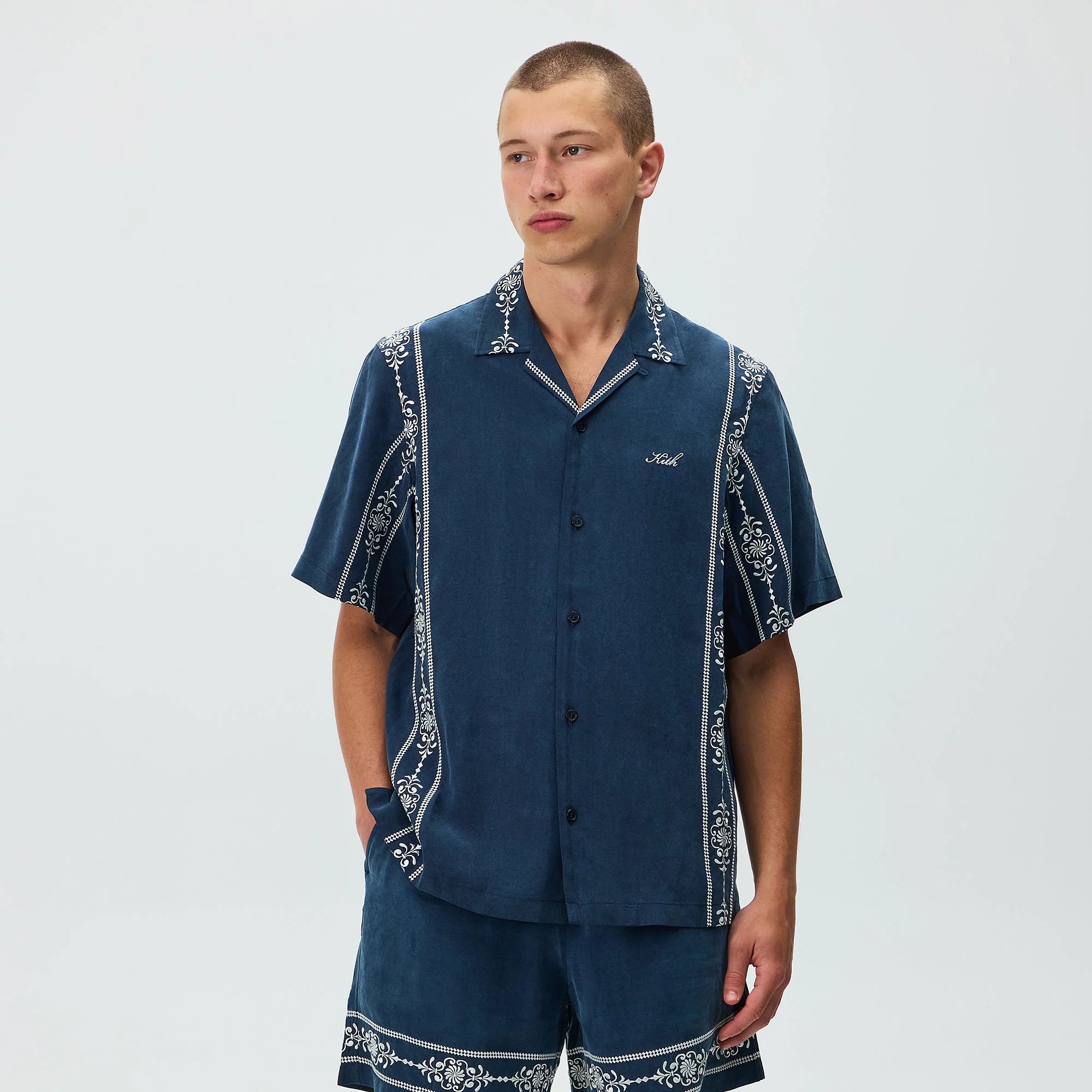 Kith Cupro Linen Thompson Camp Collar Shirt - Nocturnal
