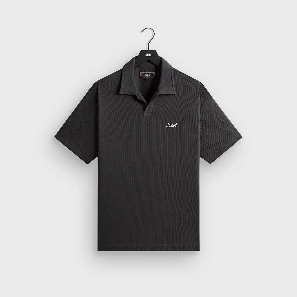 Kith Micro Waffle Drew Polo - Carbon