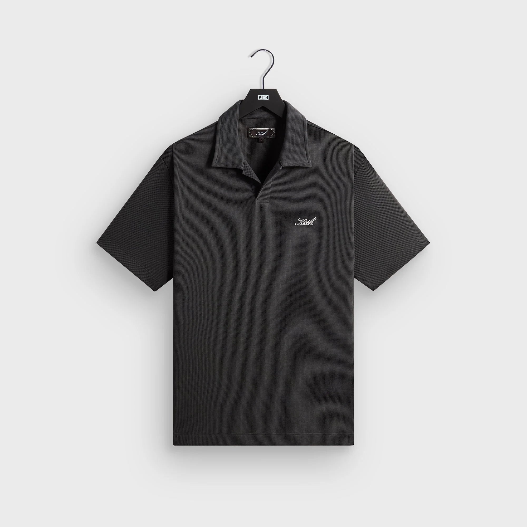 Kith Micro Waffle Drew Polo - Carbon