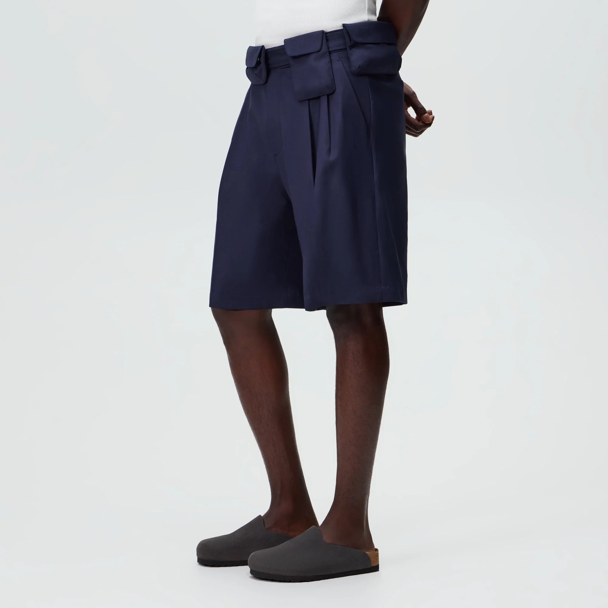 &Kin Tropical Wool Emrys Pleated Short - Nocturnal