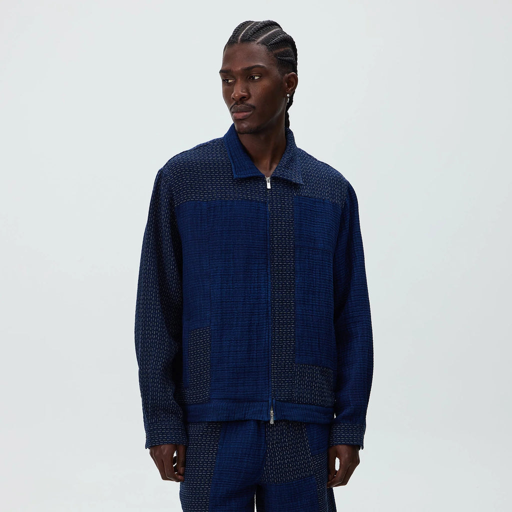 Kith Stitched Patchwork Connor Blouson Jacket - Dark Indigo