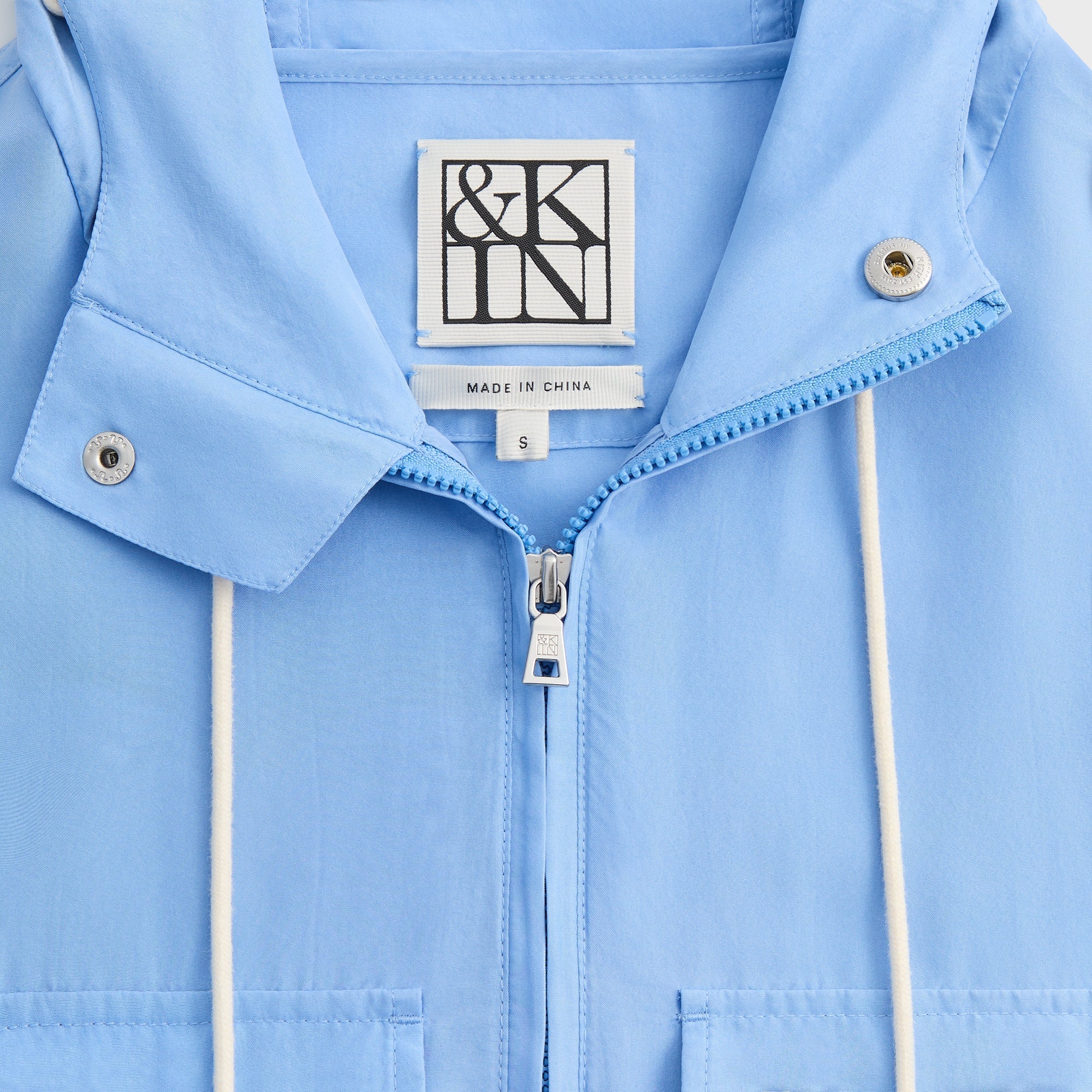&Kin Washed Silk Habotai Quarter Zip Raj Jacket - Millstream