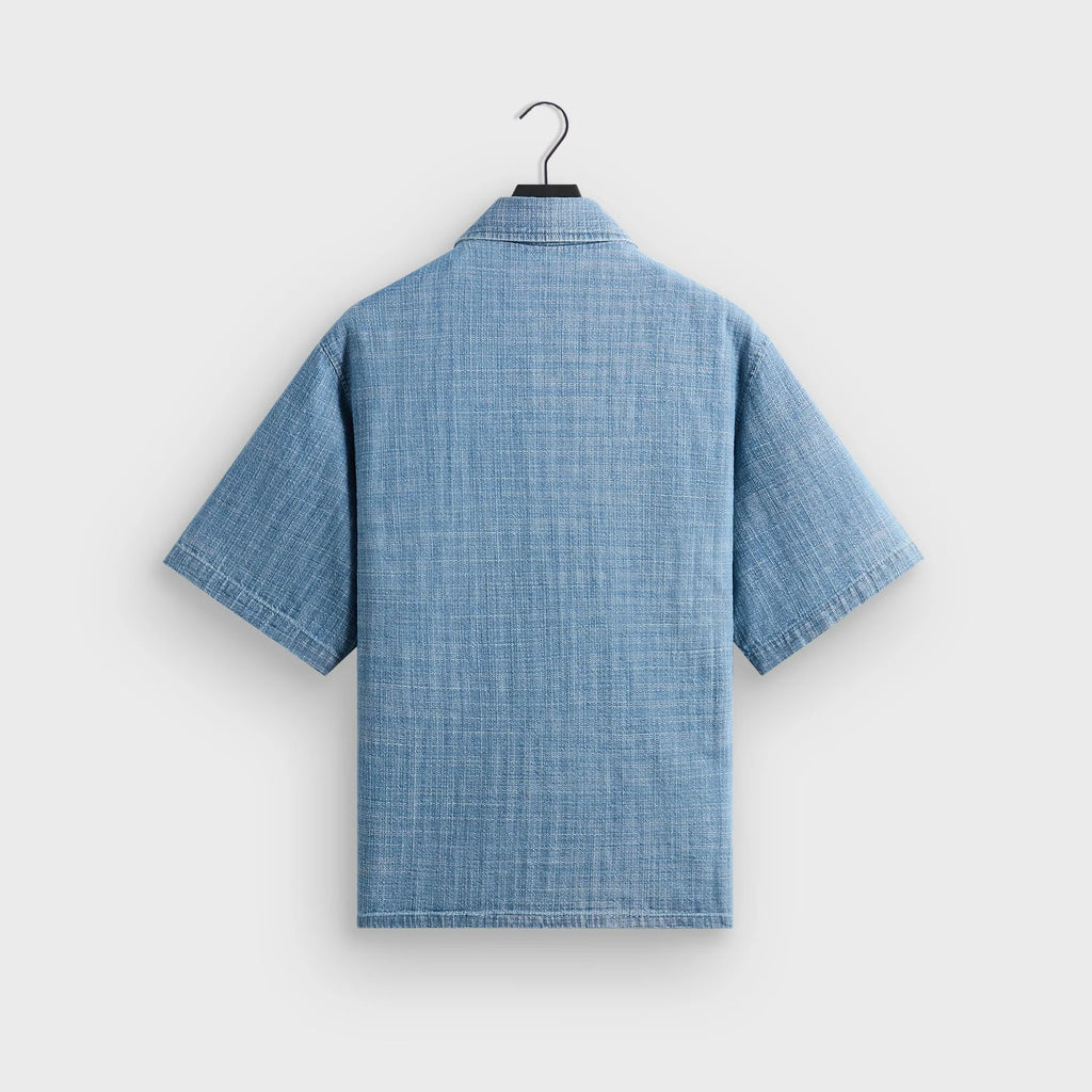 Kith Textured Indigo Paxton Zip Front Shirt - Light Indigo