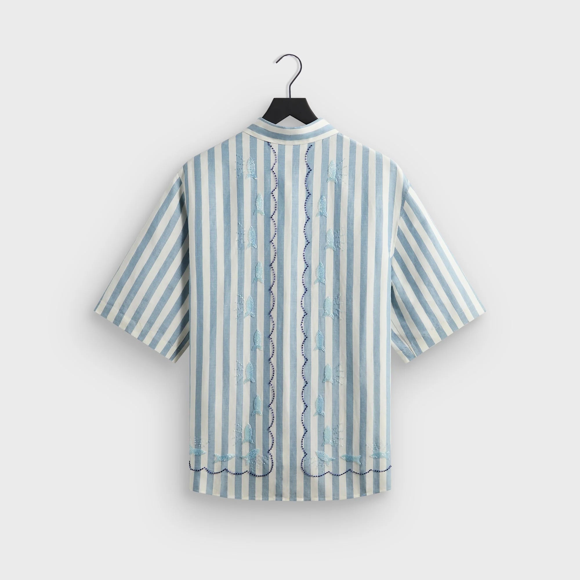 Kith Spun Silk Linen Stripe Paxton Buttondown - Light Indigo