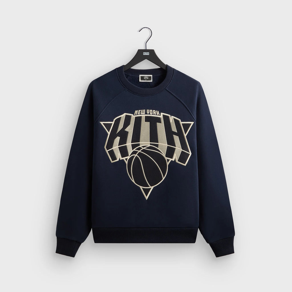Kith for the New York Knicks Cutoff Nelson Raglan Vintage Crewneck - Nocturnal