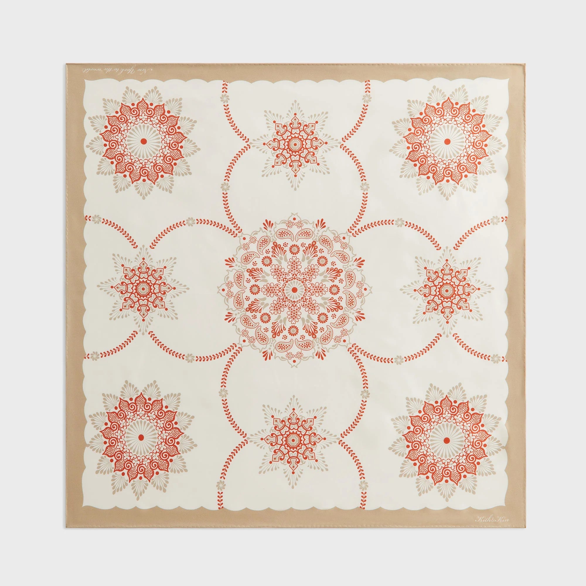 Kith Floral Printed Palm Silk Scarf - Volcano