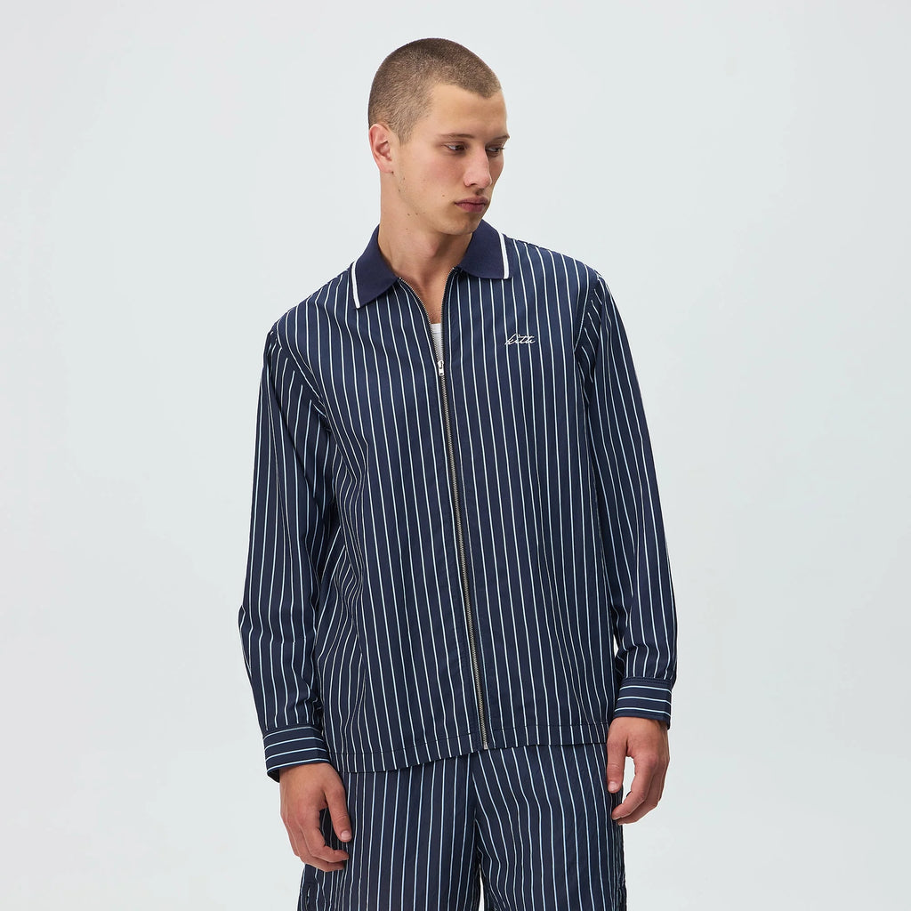 Kith Striped Poplin Long Sleeve Thompson Zip Front Shirt - Blend