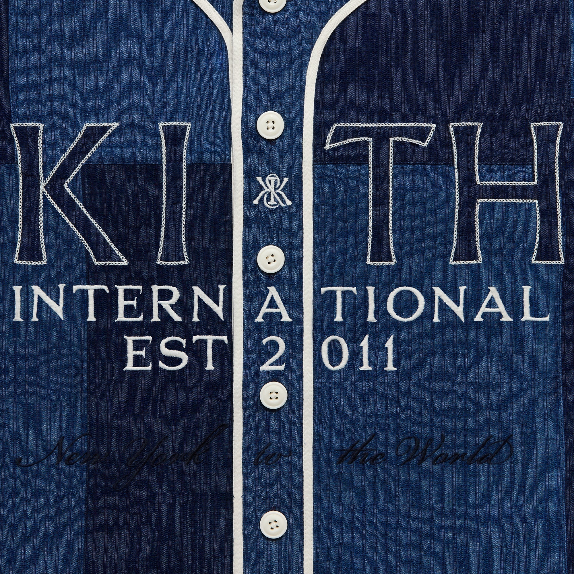 Kith Patchwork Indigo Seersucker Short Sleeve Daley Shirt - Indigo
