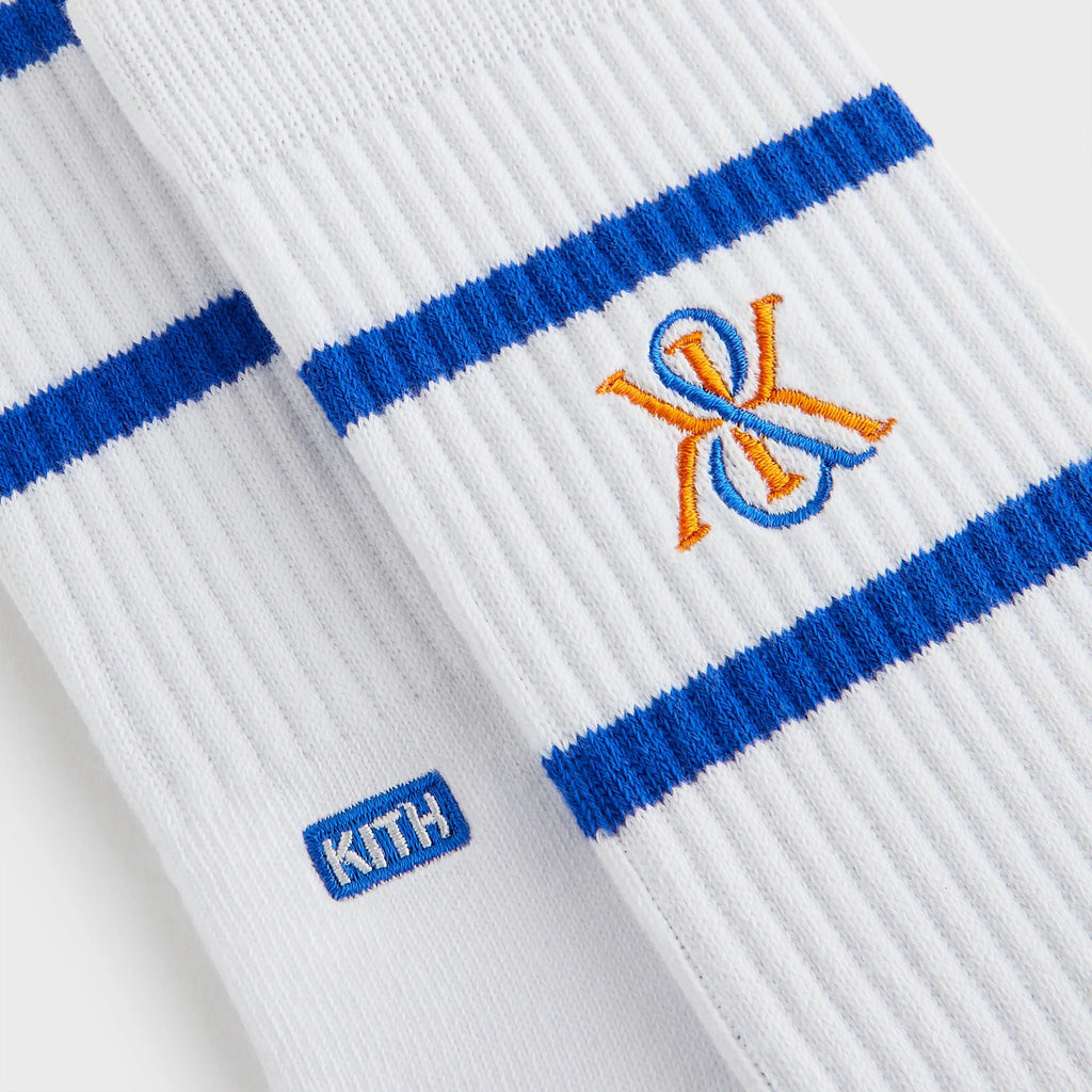 Kith 3-Pack K Crest Striped Cotton Crew Socks - White