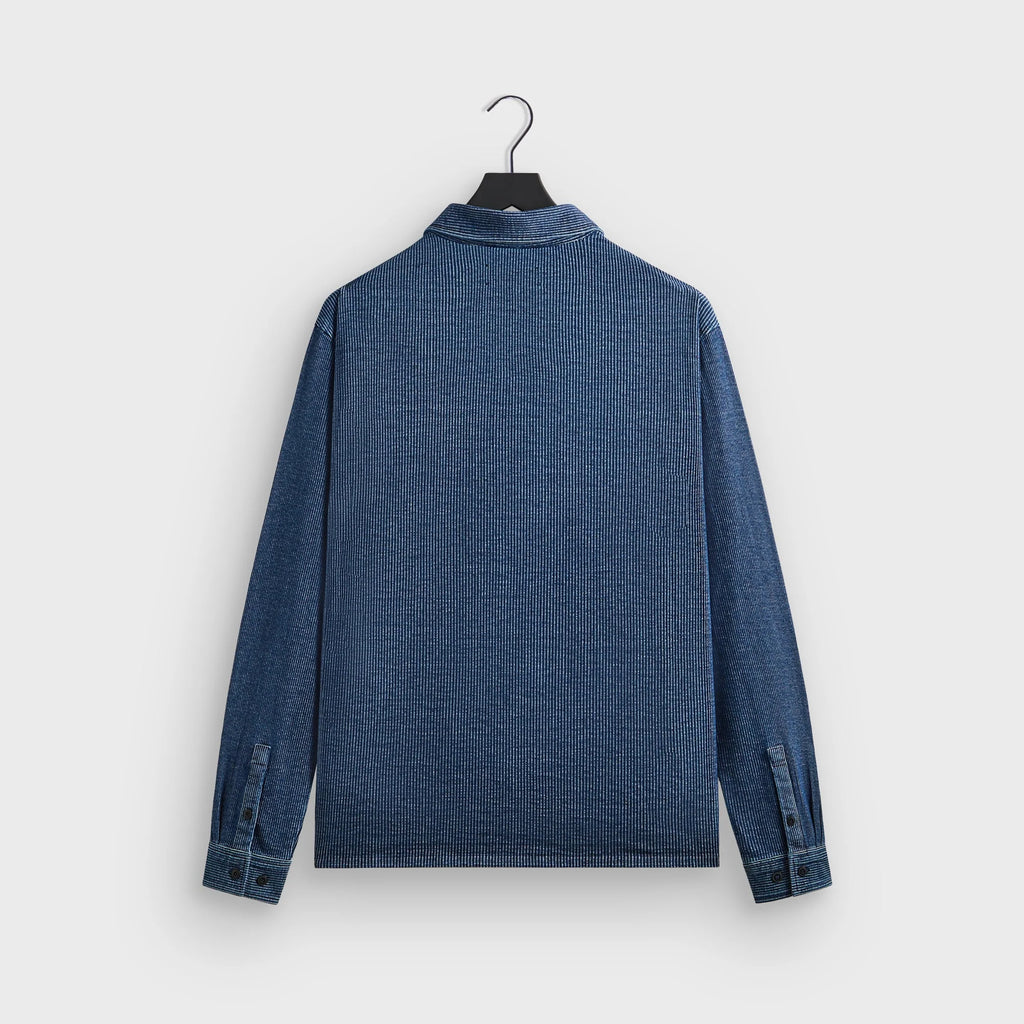 Kith Railroad Stripe Indigo Boxy Collar Overshirt - Dark Indigo