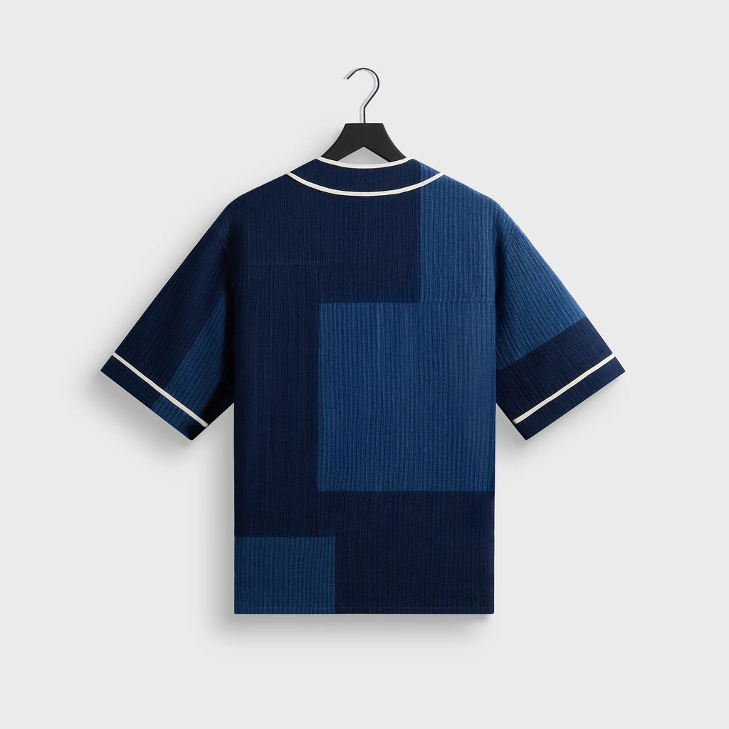 Kith Patchwork Indigo Seersucker Short Sleeve Daley Shirt - Indigo