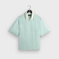 Kith Striped Poplin Thompson Zip Front Shirt - Breezeway