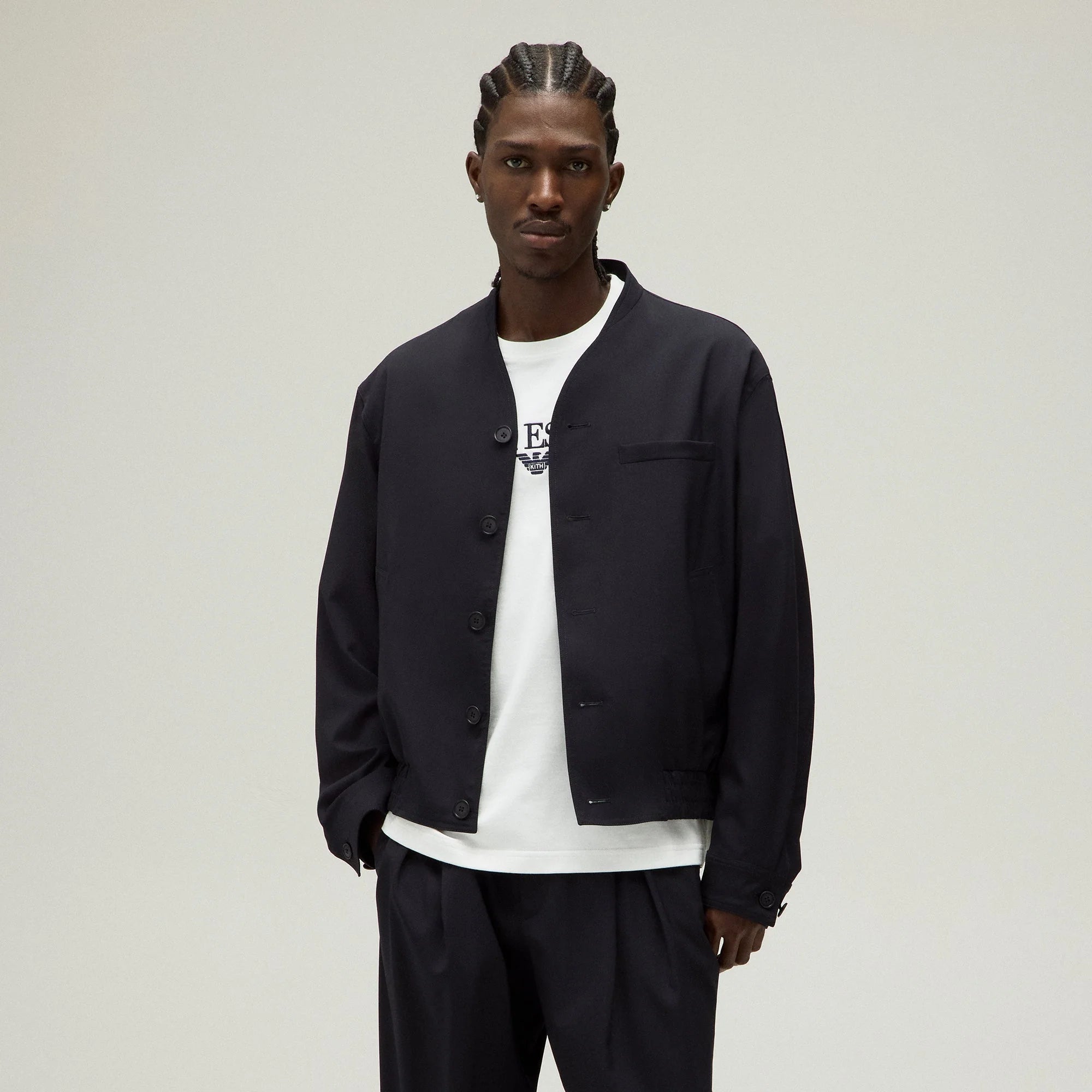 Giorgio Armani & Kith Collarless Bomber Jacket - Admiral