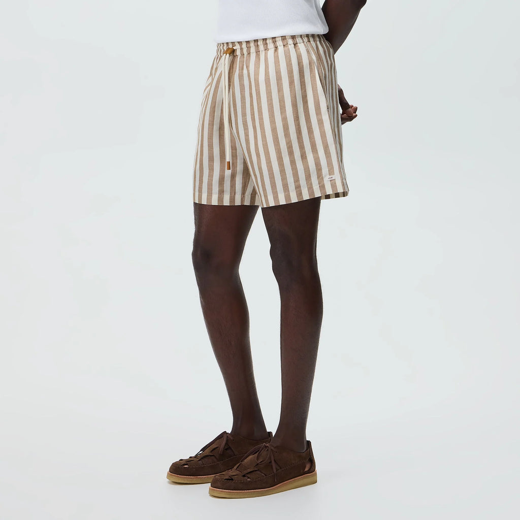 Kith Spun Silk Linen Stripe Kellen Short - Chai