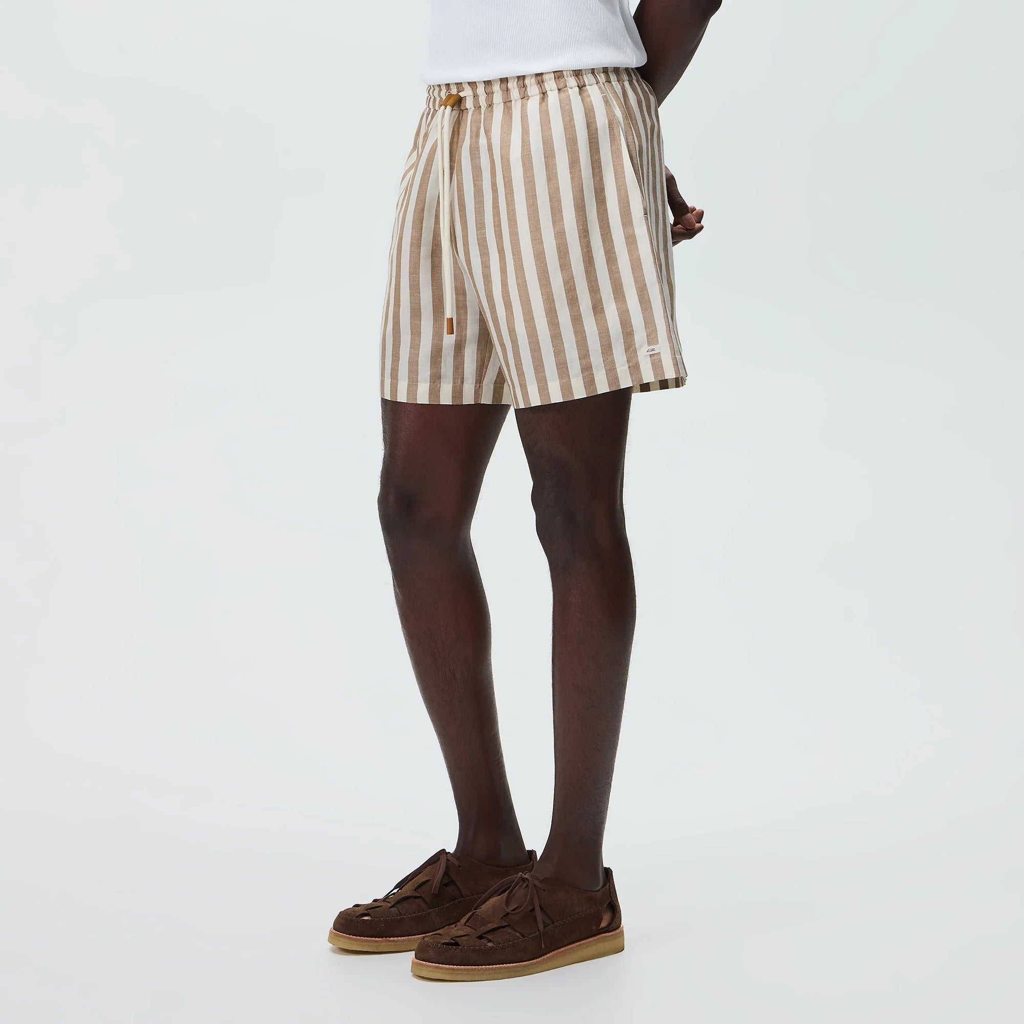 Kith Spun Silk Linen Stripe Kellen Short - Chai